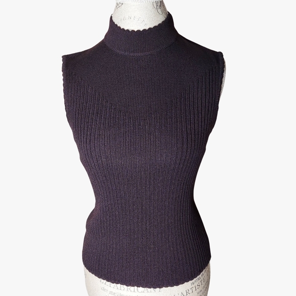 Vtg St. John Dark Brown Sleeveless Knit Top Size S And Matching Skirt Size 8 - Picture 2 of 6